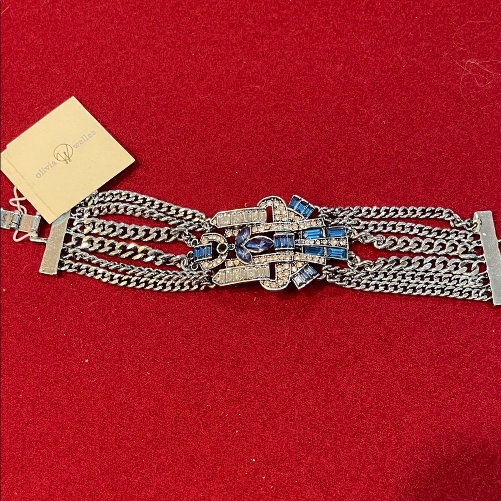 Olivia Welles Silver and Blue Chain Bracelet
